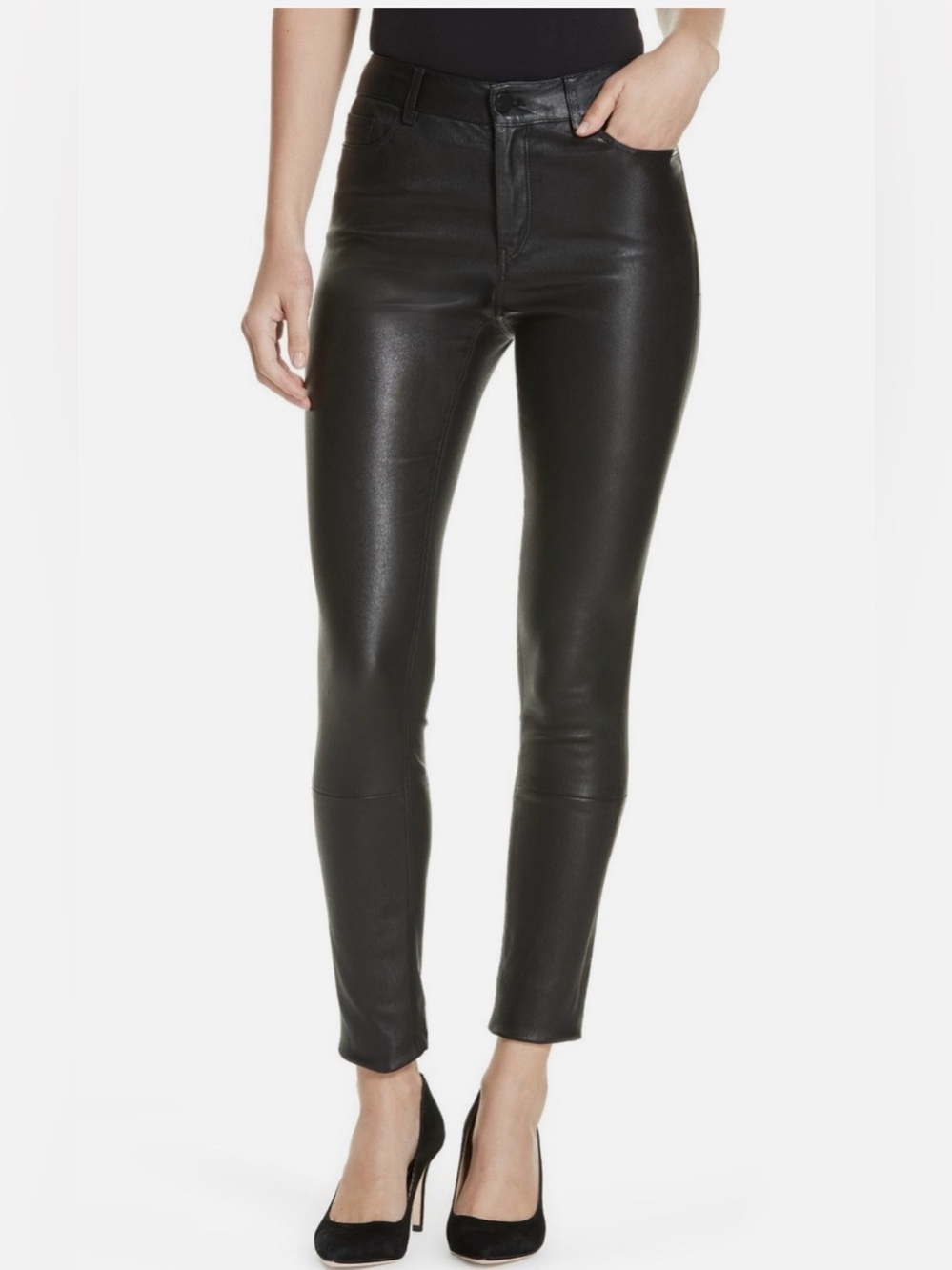 Theory 5-Pocket Black Urban Stretch Leather Pants Size 10